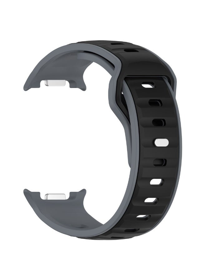 Silicone Strap for Samsung Galaxy Watch 8 40mm 44mm / Galaxy Watch 8 Classic 46mm Dual Color Sport Wrist Band - (Black/Grey) - Image 4